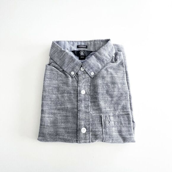 Volcom Mens Shirt Modern Fit Button Down Short Sleeve Black Medium - Picture 7 of 7